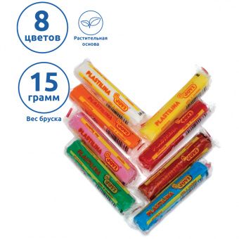 Пластилин JOVI, 08 цветов, 120г, растительный, блистер