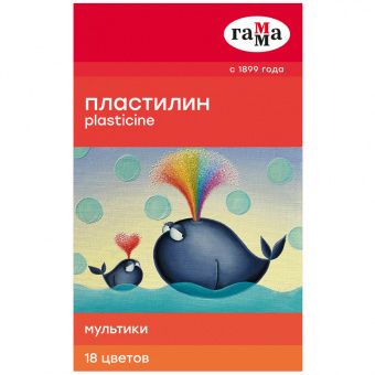 Пластилин Гамма "Мультики", 18 цветов, 360г, со стеком, картон. упак.