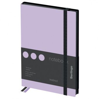 Записная книжка А6 80л., кожзам, Berlingo "Instinct", черный срез, черный/лаванда, с резинкой