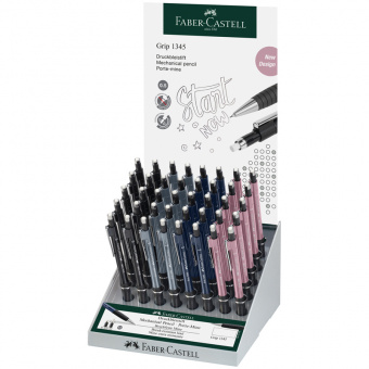 Карандаш механический Faber-Castell "Grip 1345" B, 0,5мм, грип, с ласт., автоподача грифеля, ассорти, дисплей