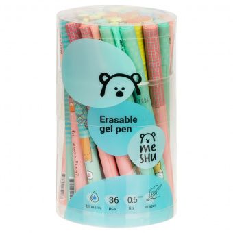 УЦЕНКА - Ручка гелевая стираемая MESHU "Beary Beary", синяя, 0,5мм, корпус ассорти, софт-тач
