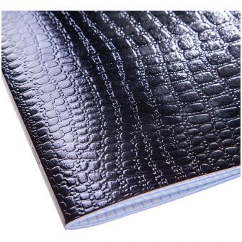 Тетрадь 48л., А5, клетка на скобе Hatber "Metallic.Черный Croco", бумвинил, тиснение