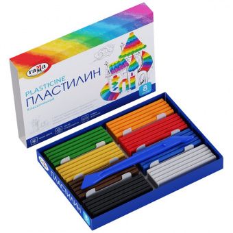 Пластилин Гамма "Классический", 08 цветов, 160г, со стеком, картон. упак.