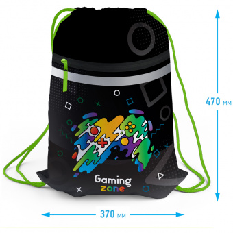 Мешок для обуви 1 отделение Berlingo "Gaming Zone", 460*360мм, светоотражающая лента, карман на молнии