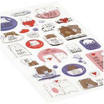 Наклейки гелевые MESHU "Beary beary", 10*22см, 28 наклеек, инд. уп., европодвес